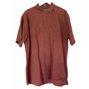 Ralph Lauren Chaps Shirt Linen Cotton Blend Vintage Y2K Camp Button‎ Up Large